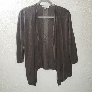 August Silk Sz S Small Women’s Open Front Cardigan Sweater Olive Green Knit